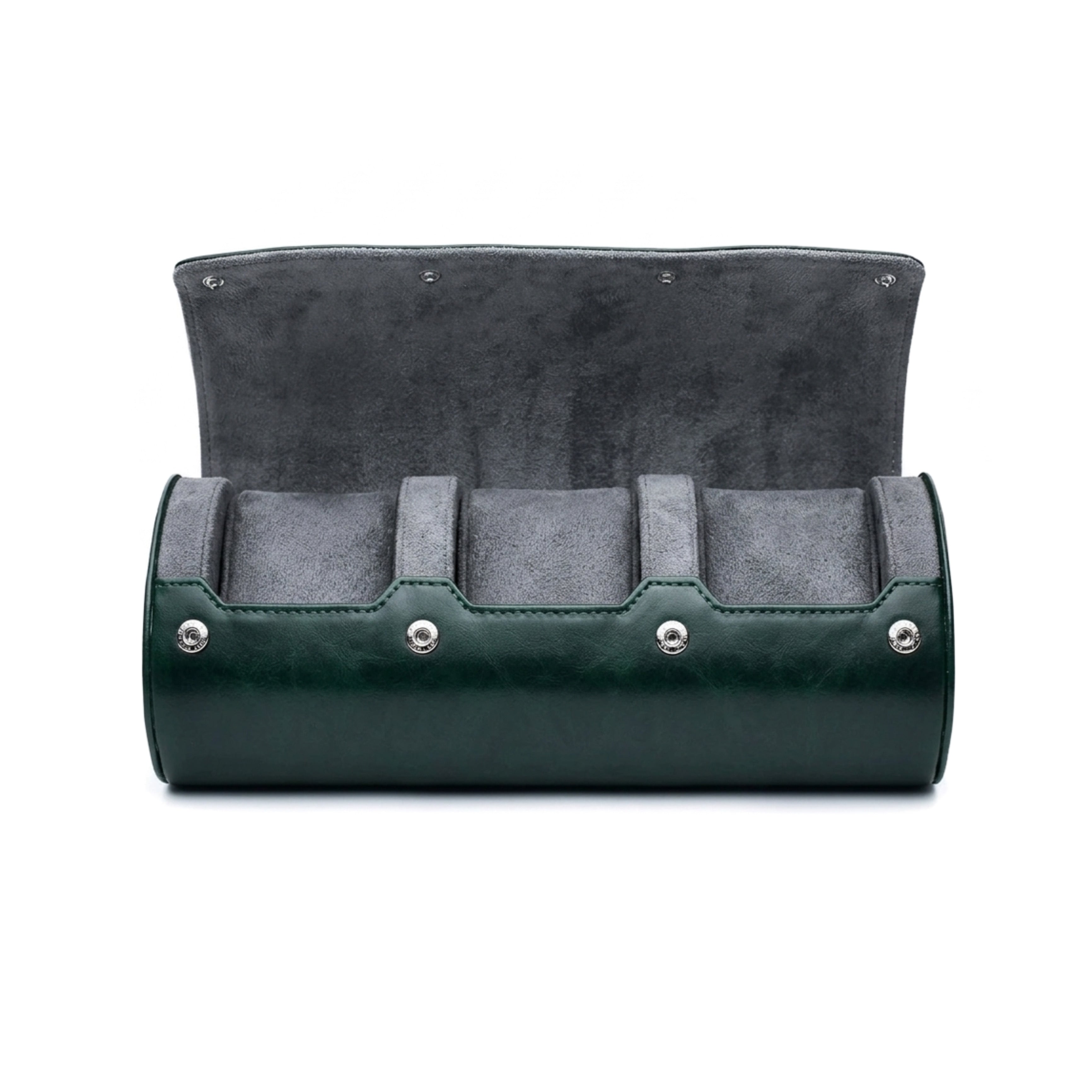 3-Slot Watch Roll – Green Gray