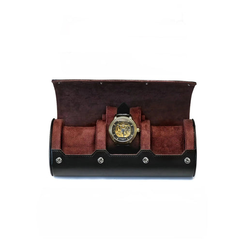3-Slot Watch Roll – Black Red