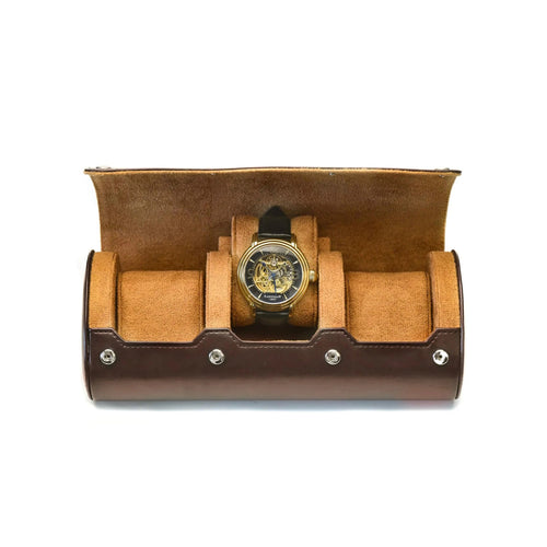 3-Slot Watch Roll – Brown