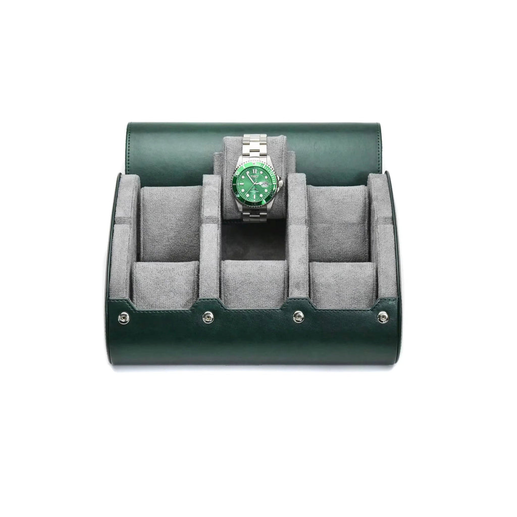 6-Slot Watch Roll – Green Gray