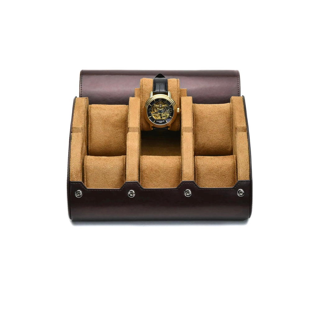 6-Slot Watch Roll – Brown
