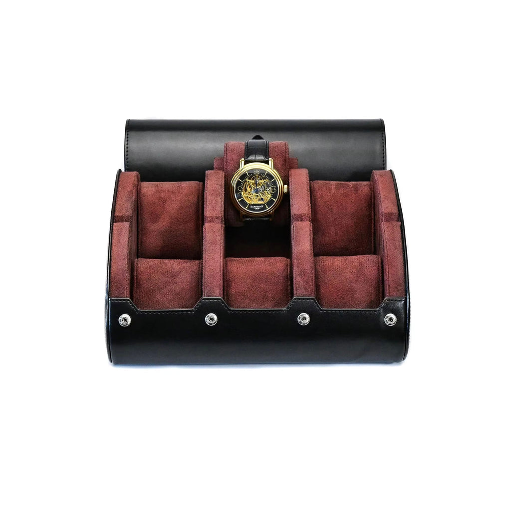 6-Slot Watch Roll – Black Red