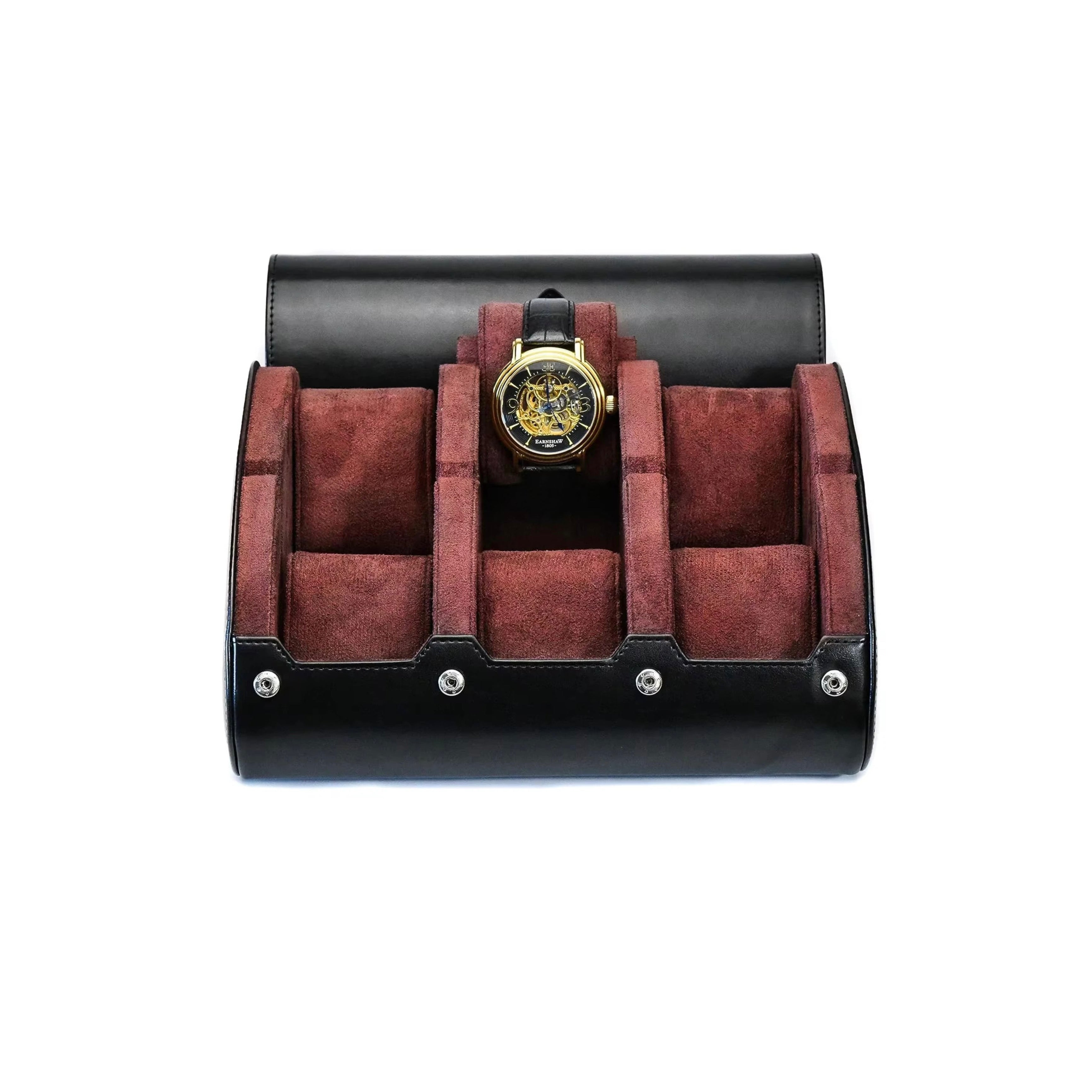 6-Slot Watch Roll – Black Red