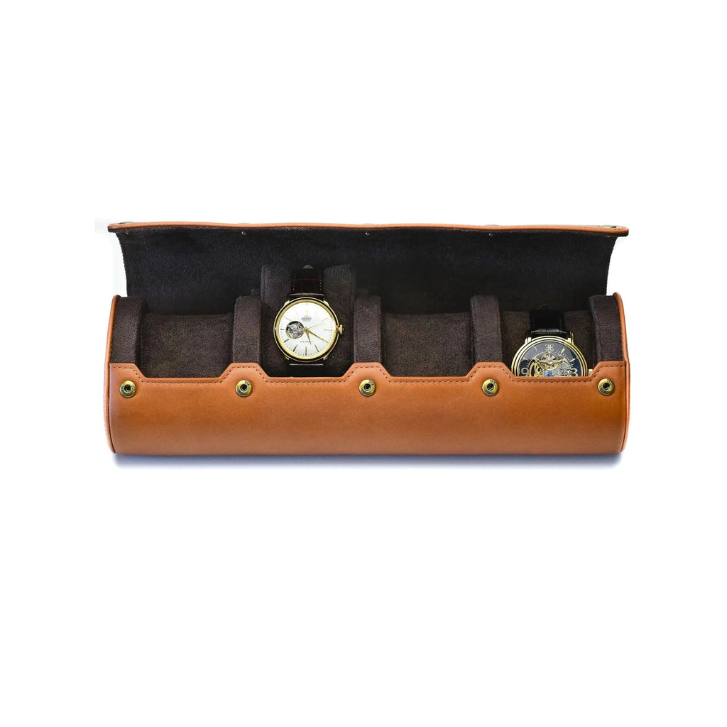 4-Slot Watch Roll – Brown
