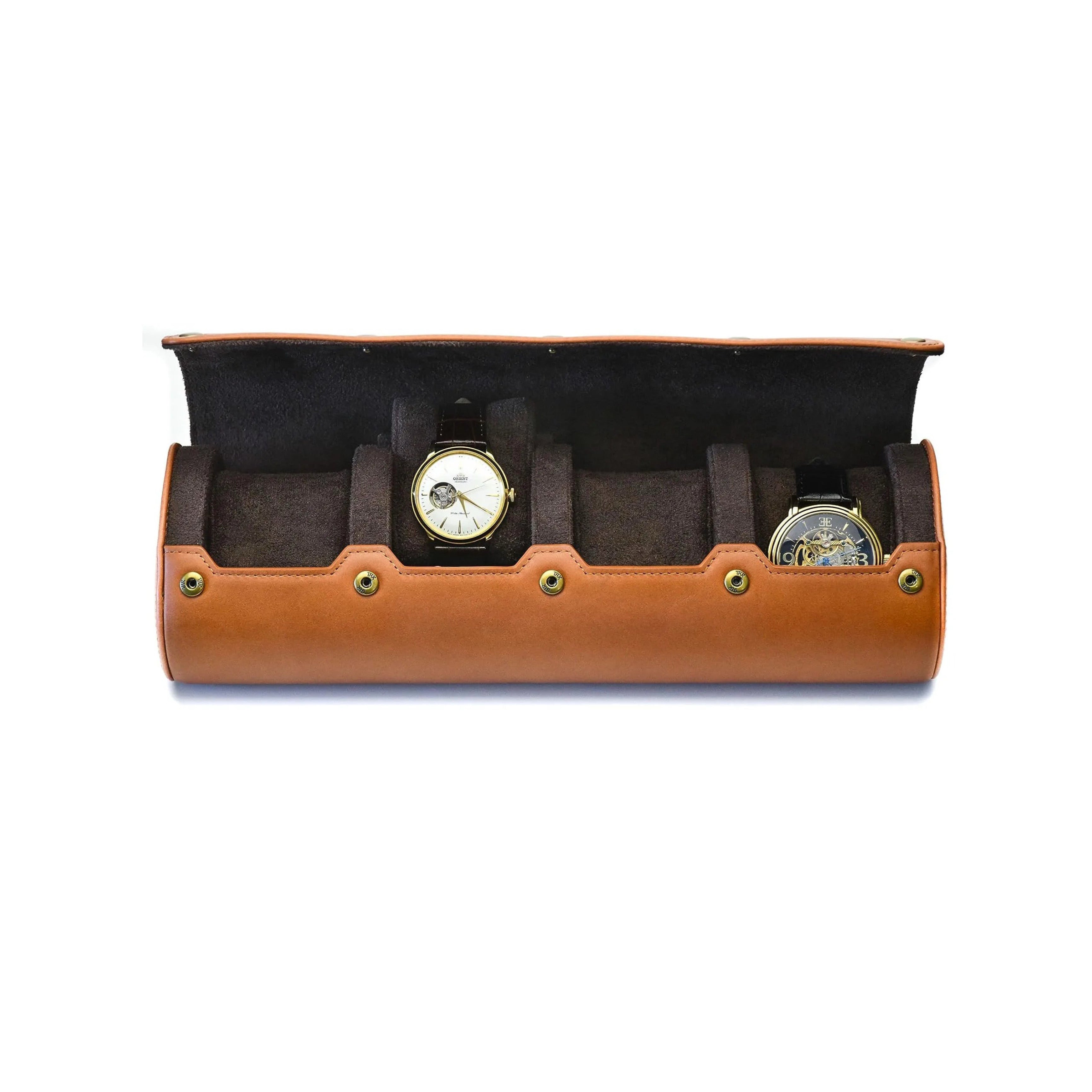 4-Slot Watch Roll – Brown